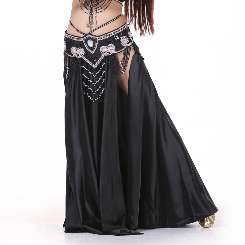 Performance Dancewear Satin Belly Dance Skirt With 2 Side Slit More Colors 9415562516 999 